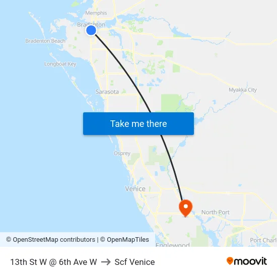 13th St W @ 6th Ave W to Scf Venice map