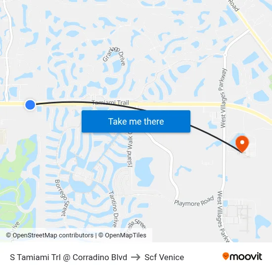 S Tamiami Trl @ Corradino Blvd to Scf Venice map