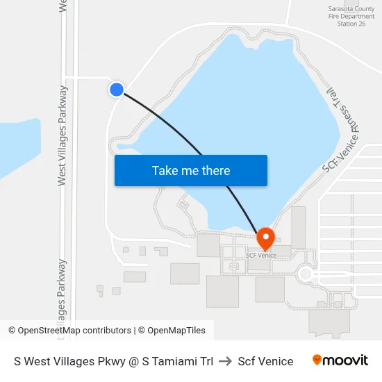 S West Villages Pkwy @ S Tamiami Trl to Scf Venice map