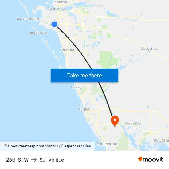 26th St W to Scf Venice map