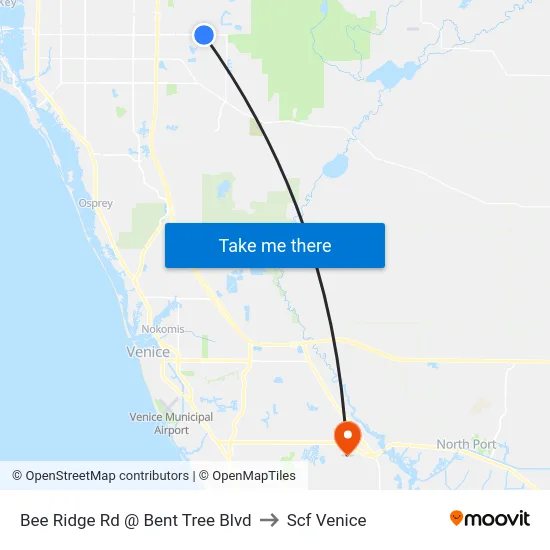 Bee Ridge Rd @ Bent Tree Blvd to Scf Venice map
