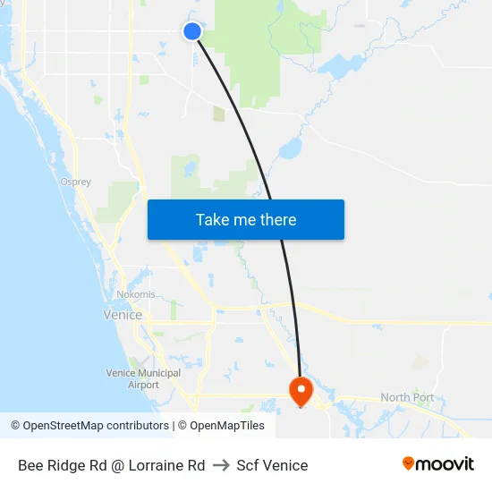 Bee Ridge Rd @ Lorraine Rd to Scf Venice map