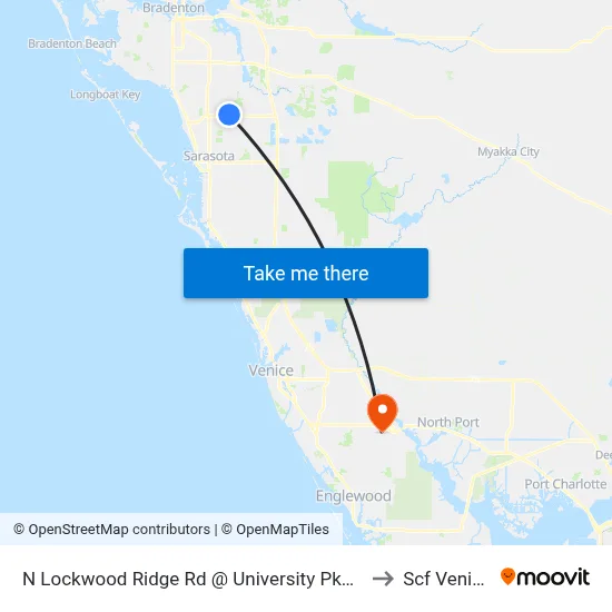 N Lockwood Ridge Rd @ University Pkwy to Scf Venice map