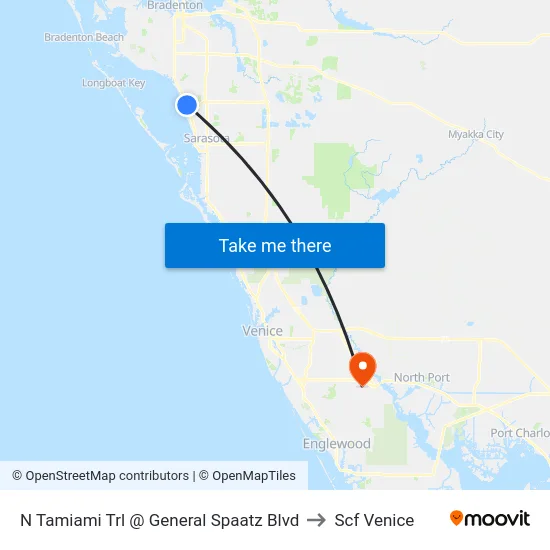 N Tamiami Trl @ General Spaatz Blvd to Scf Venice map