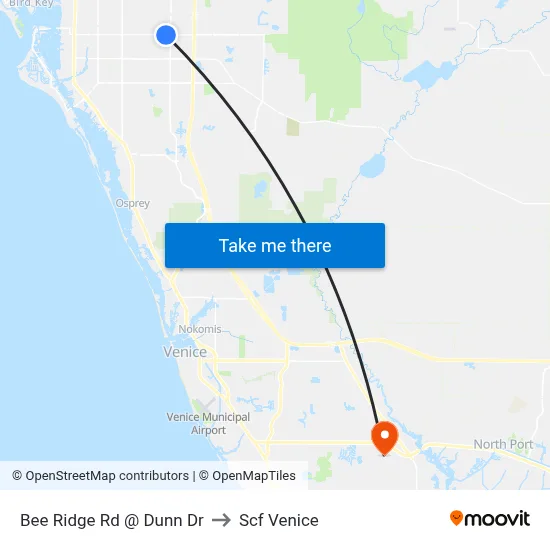 Bee Ridge Rd @ Dunn Dr to Scf Venice map