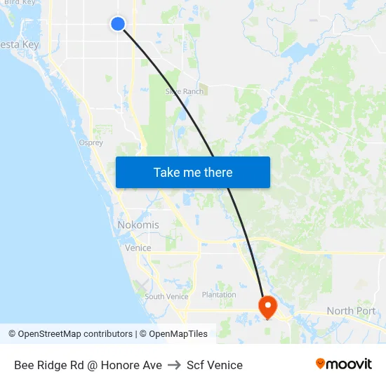 Bee Ridge Rd @ Honore Ave to Scf Venice map
