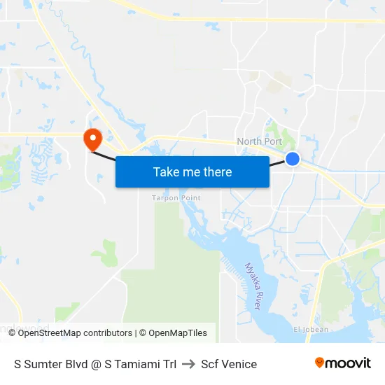 S Sumter Blvd @ S Tamiami Trl to Scf Venice map