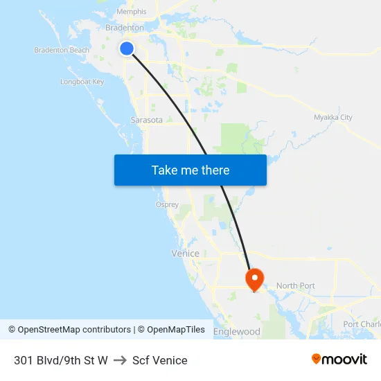 301 Blvd/9th St W to Scf Venice map