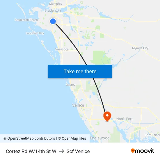 Cortez Rd W/14th St W to Scf Venice map