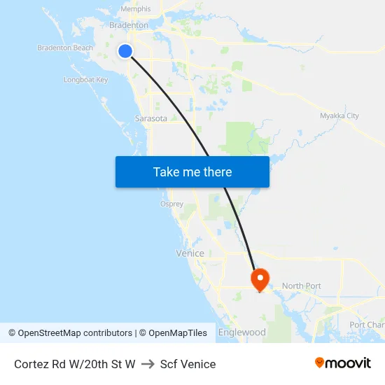 Cortez Rd W/20th St W to Scf Venice map