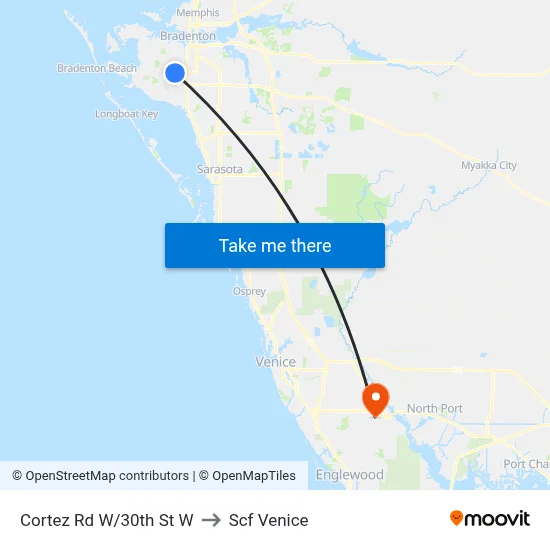 Cortez Rd W/30th St W to Scf Venice map