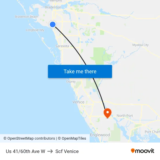Us 41/60th Ave W to Scf Venice map