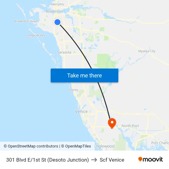 301 Blvd E/1st St (Desoto Junction) to Scf Venice map