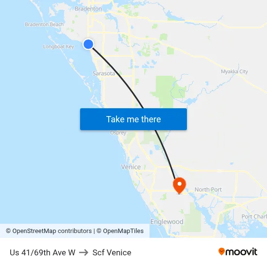 Us 41/69th Ave W to Scf Venice map