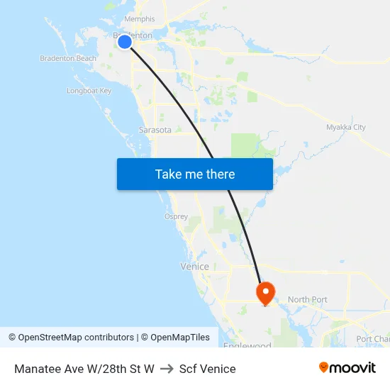 Manatee Ave W/28th St W to Scf Venice map