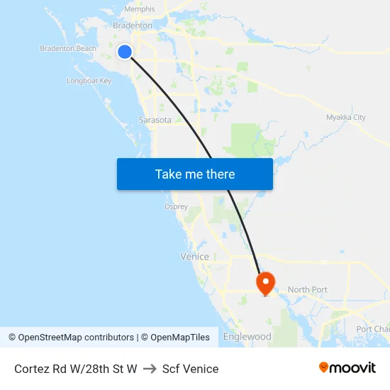 Cortez Rd W/28th St W to Scf Venice map