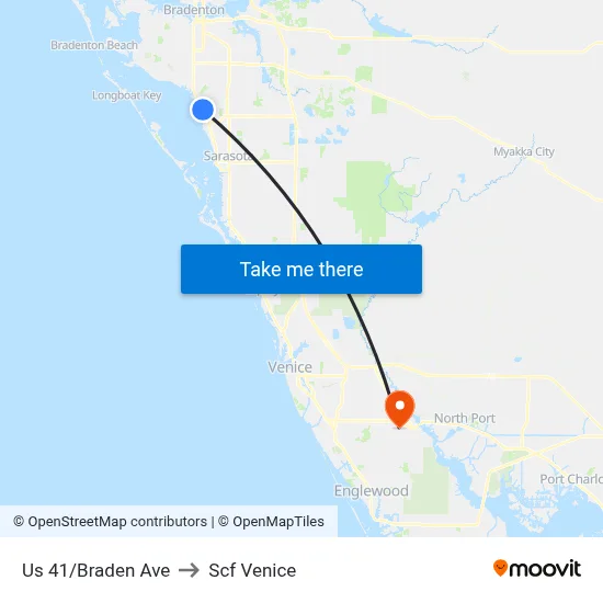 Us 41/Braden Ave to Scf Venice map