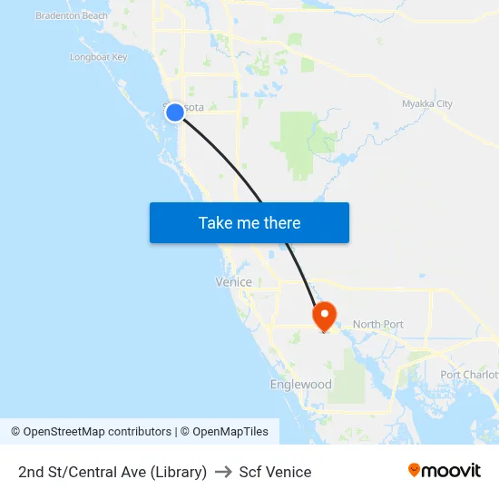 2nd St/Central Ave (Library) to Scf Venice map