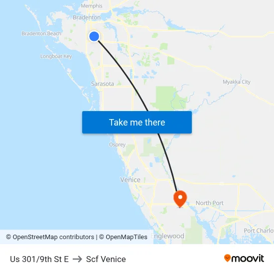 Us 301/9th St E to Scf Venice map