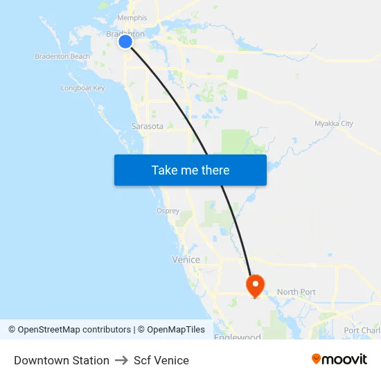 Downtown Station to Scf Venice map