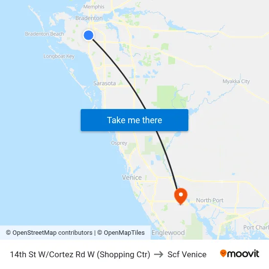 14th St W/Cortez Rd W (Shopping Ctr) to Scf Venice map
