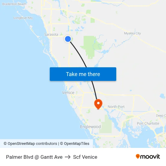 Palmer Blvd @ Gantt Ave to Scf Venice map