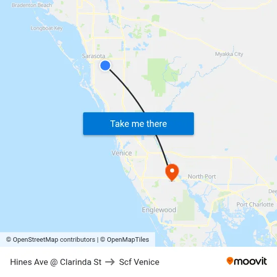 Hines Ave @ Clarinda St to Scf Venice map