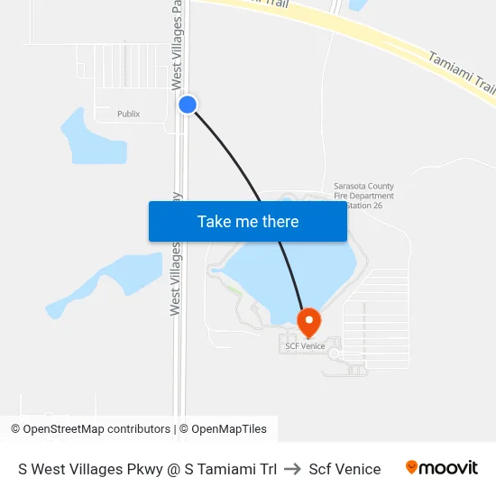 S West Villages Pkwy @ S Tamiami Trl to Scf Venice map