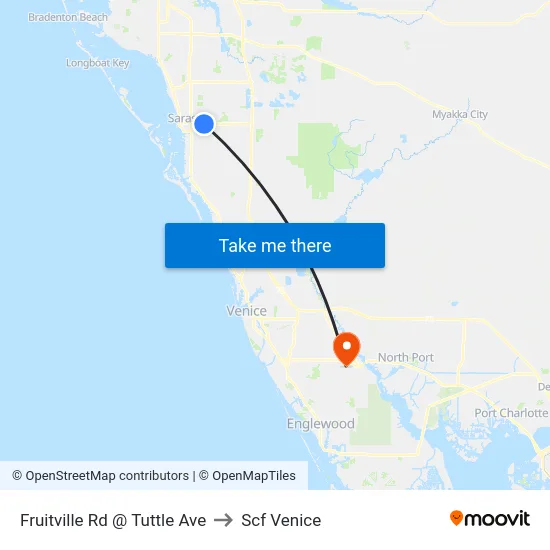 Fruitville Rd @ Tuttle Ave to Scf Venice map