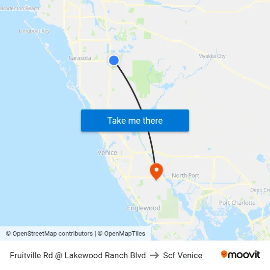 Fruitville Rd @ Lakewood Ranch Blvd to Scf Venice map