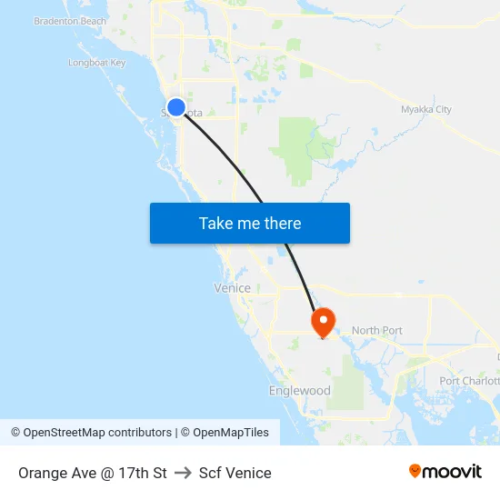 Orange Ave @ 17th St to Scf Venice map