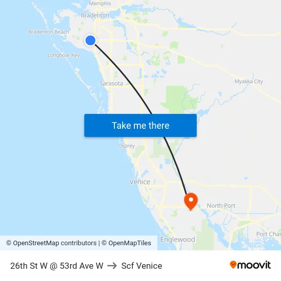 26th St W @ 53rd Ave W to Scf Venice map