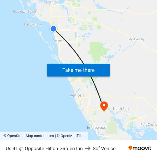 Us 41 @ Opposite Hilton Garden Inn to Scf Venice map