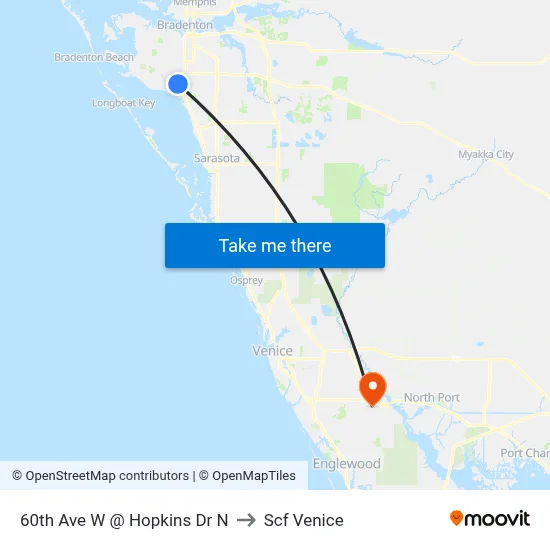 60th Ave W @ Hopkins Dr N to Scf Venice map