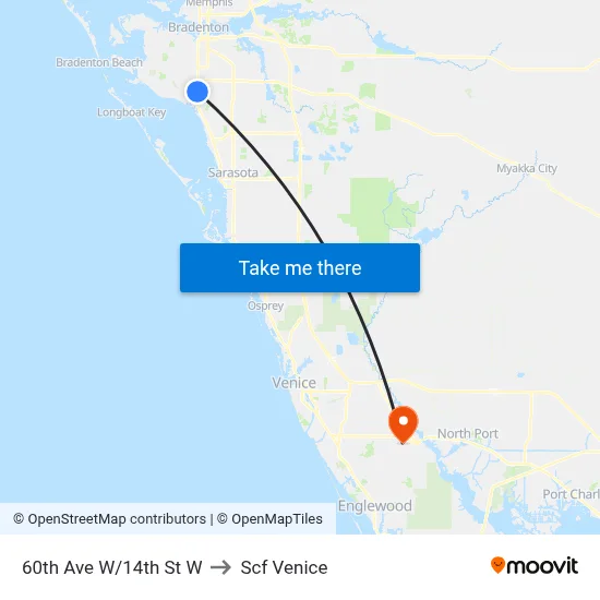 60th Ave W/14th St W to Scf Venice map