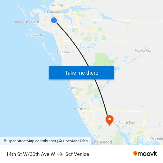 14th St W/30th Ave W to Scf Venice map