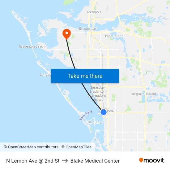 N Lemon Ave @ 2nd St to Blake Medical Center map