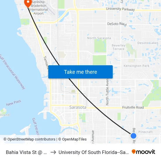 Bahia Vista St @ Beneva Rd to University Of South Florida--Sarasota Manatee map
