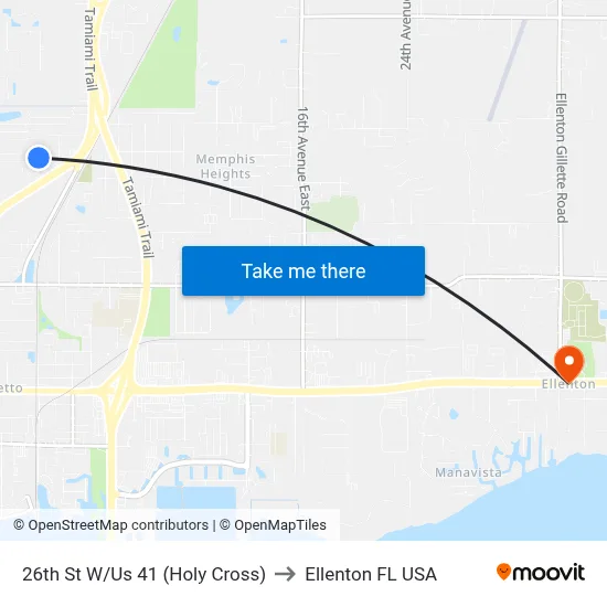 26th St W/Us 41 (Holy Cross) to Ellenton FL USA map