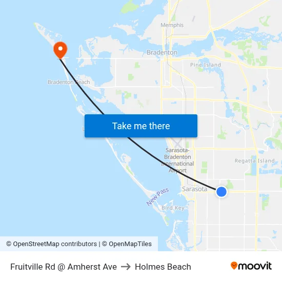 Fruitville Rd @ Amherst Ave to Holmes Beach map
