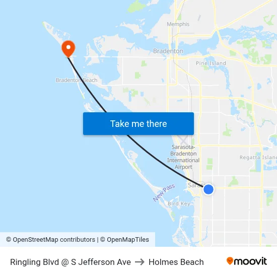 Ringling Blvd @ S Jefferson Ave to Holmes Beach map