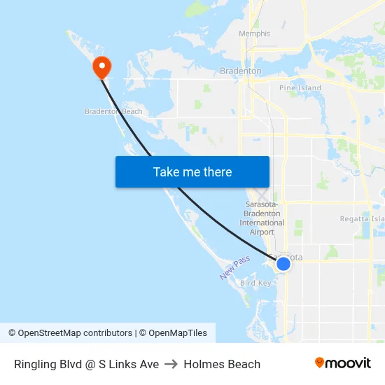 Ringling Blvd @ S Links Ave to Holmes Beach map