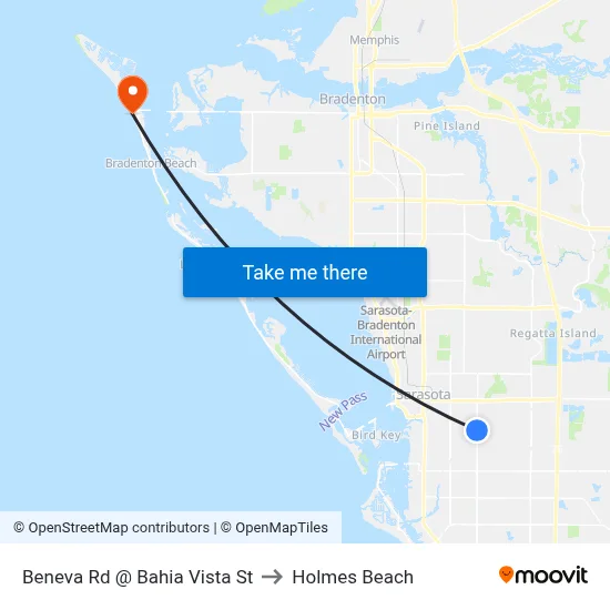 Beneva Rd @ Bahia Vista St to Holmes Beach map