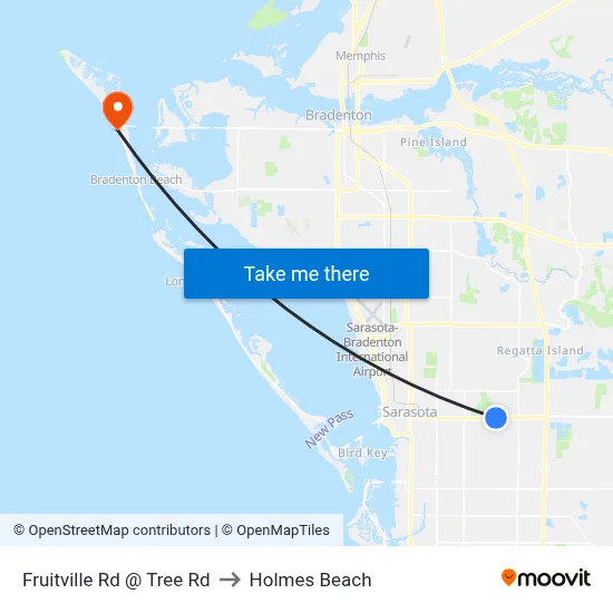 Fruitville Rd @ Tree Rd to Holmes Beach map