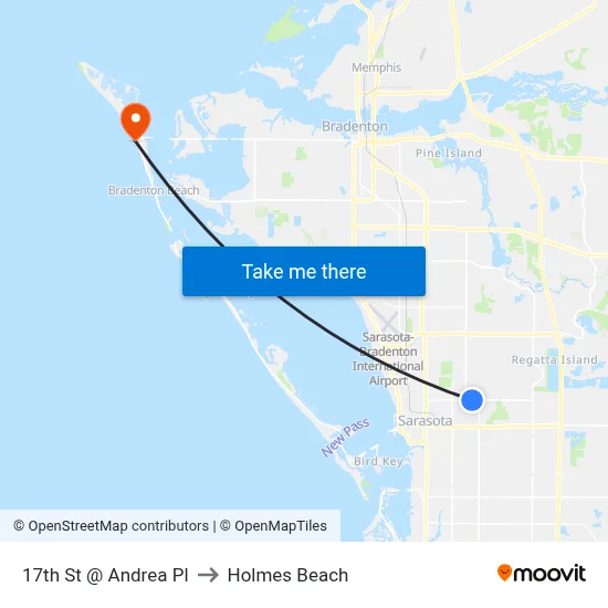 17th St @ Andrea Pl to Holmes Beach map