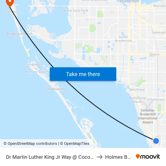 Dr Martin Luther King Jr Way @ Cocoanut Ave to Holmes Beach map