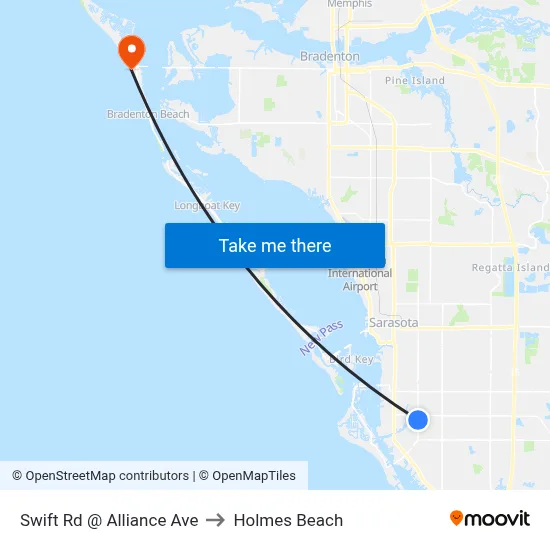 Swift Rd @ Alliance Ave to Holmes Beach map