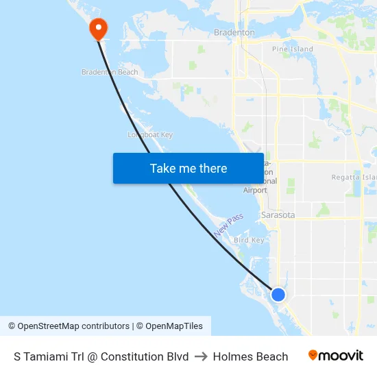 S Tamiami Trl @ Constitution Blvd to Holmes Beach map