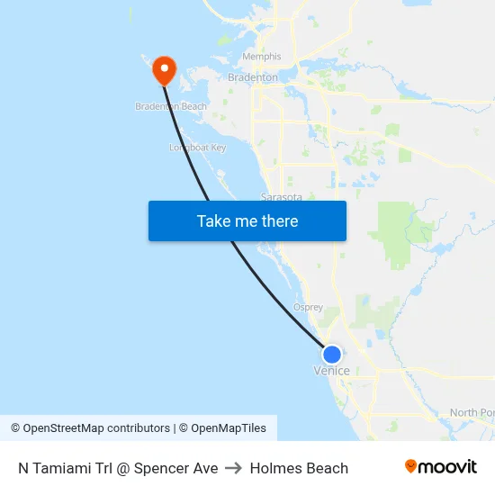 N Tamiami Trl @ Spencer Ave to Holmes Beach map