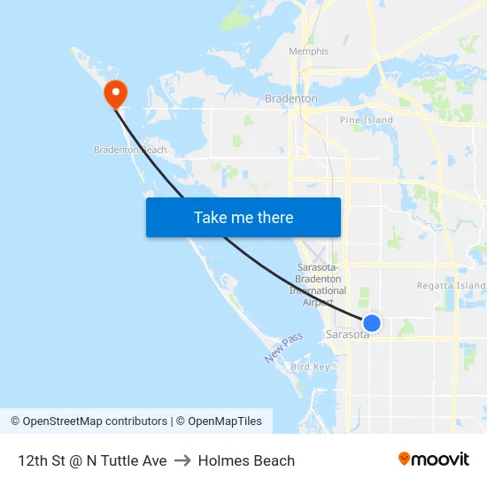 12th St @ N Tuttle Ave to Holmes Beach map